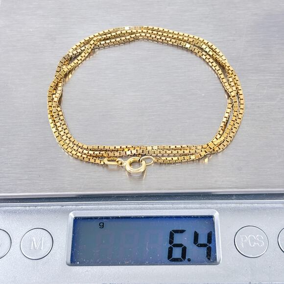 Vintage Gold-Tone Sterling Silver 925 Box Chain Necklace 20" - Picture 3 of 3